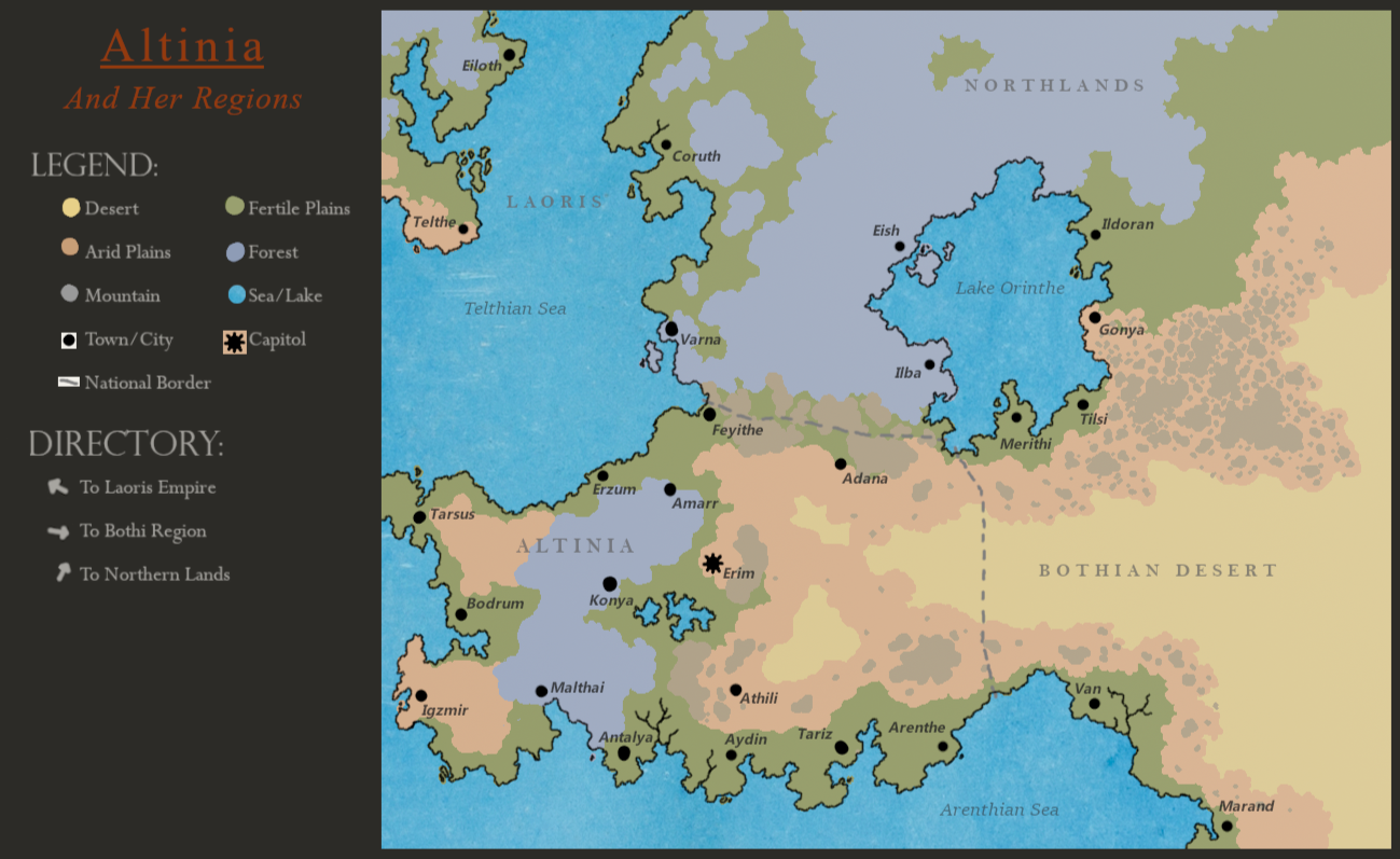 A detailed map of his homeland and surrounding areas.